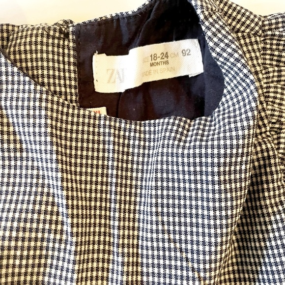 Zara 18-24M navy gingham short sleeve dress - Picture 3 of 6